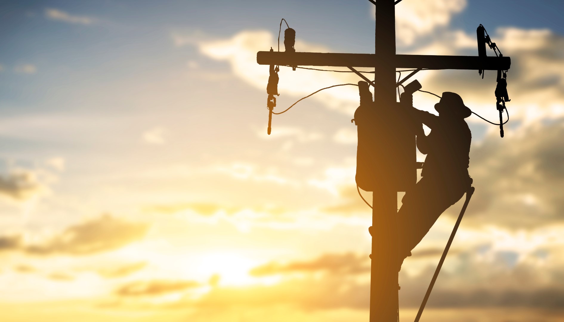 Power pole electrician silhouette